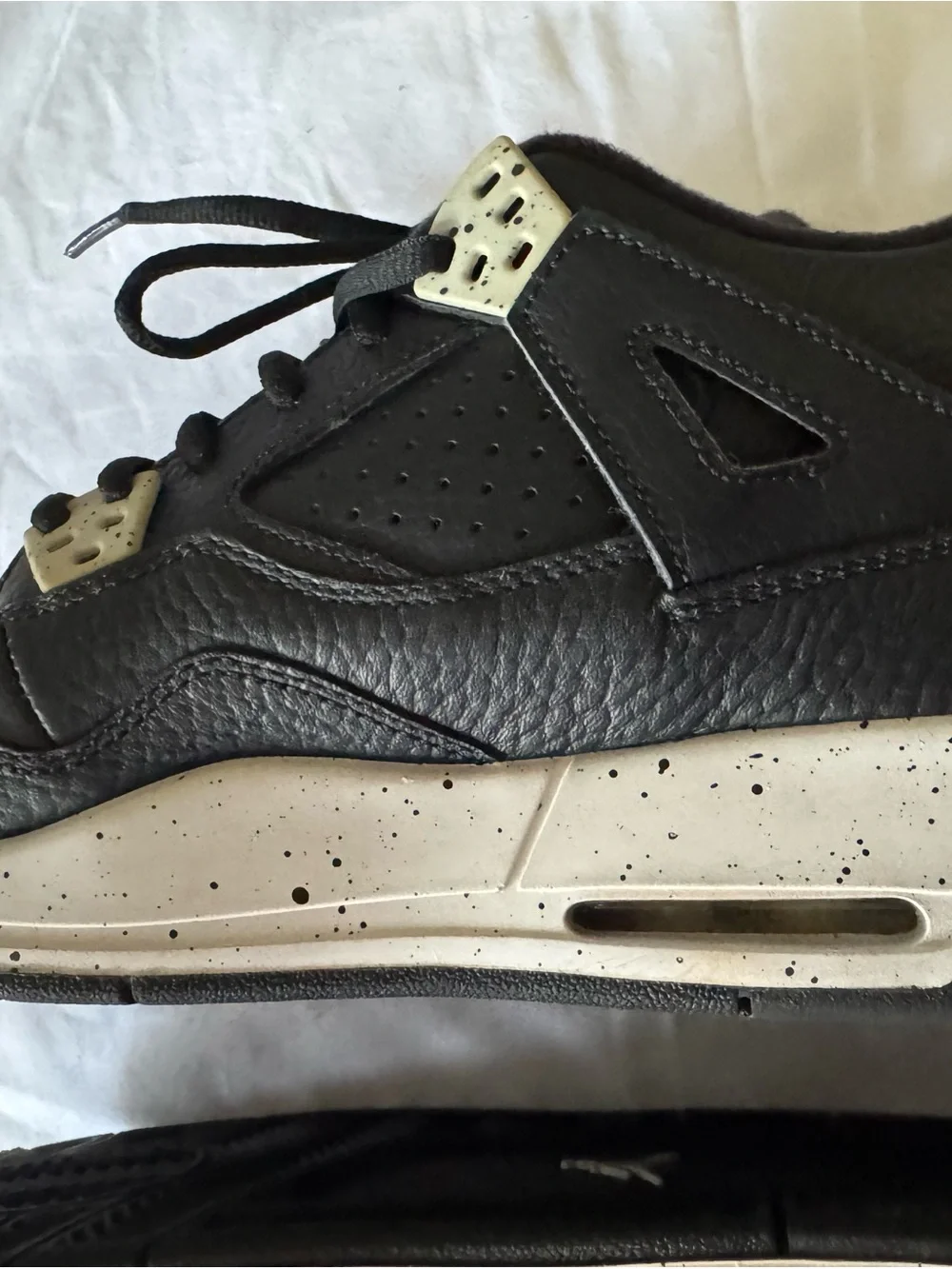 Jordan Men's Youth Black Leather High-Top Sneakers with White Jumpman